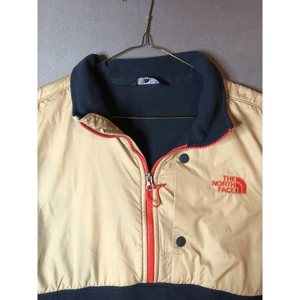 North Face Tundra Fleece Half Zip Mens Blue and Tan size Large